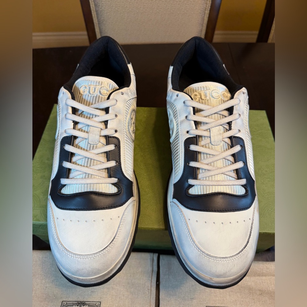 New Authentic Gucci Mac80 GG Logo Sneaker Shoes White Black Size UK 12 /US 12.5 - Picture 6 of 16